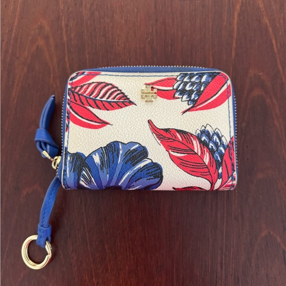 Tory Burch Blue and Red Floral Wallet - Picture 1 of 3